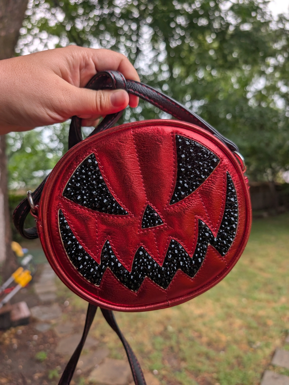 Red Pumpkin Face Crossbody Bag - Women's Novelty Halloween Purse